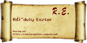 Ráduly Eszter névjegykártya